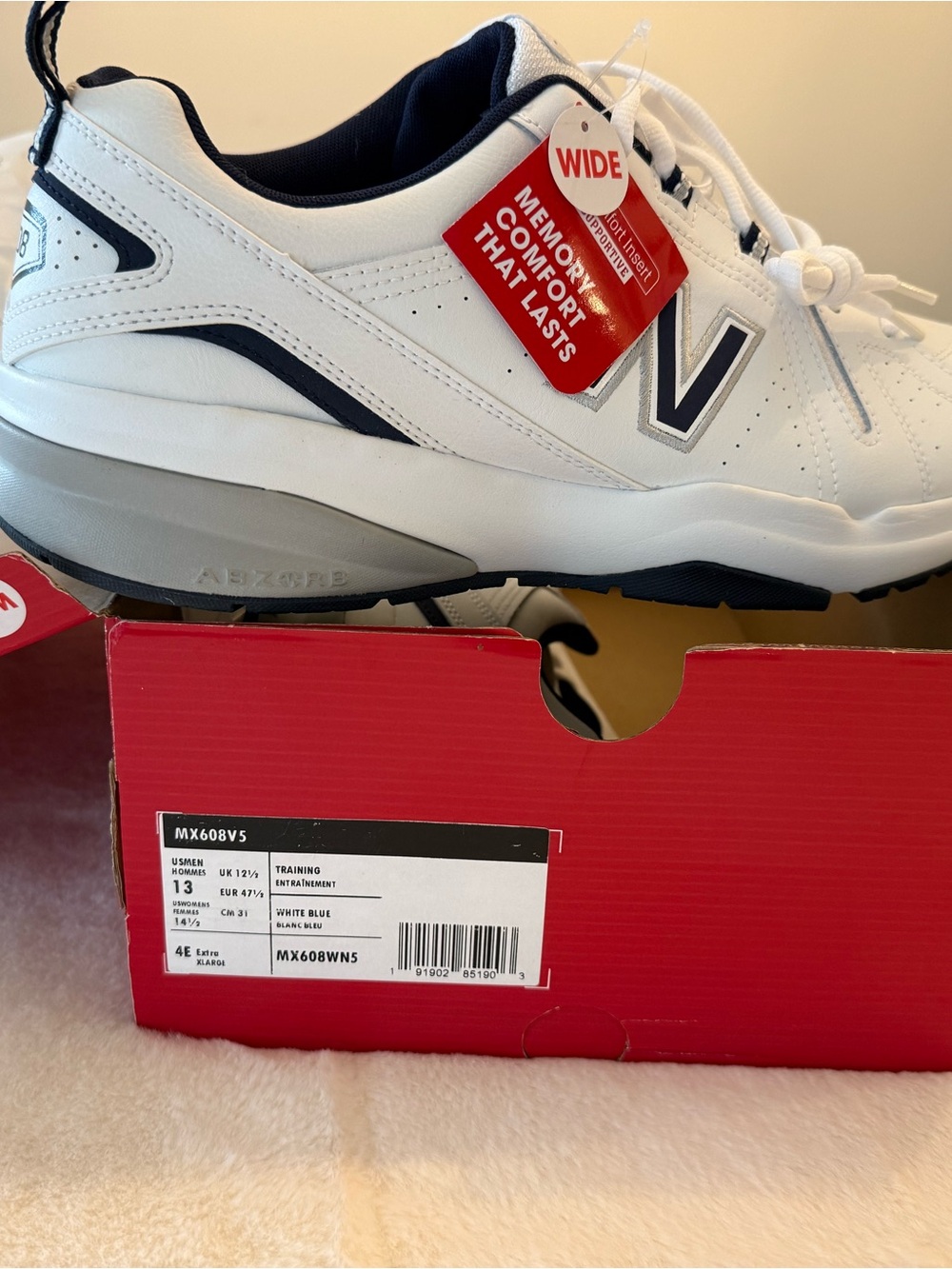 New Balance Men’s 608 White/Navy Training Sneakers - Wide Fit